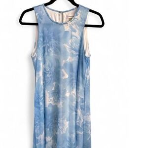 Y2K Calvin Klein Elegant Trapeze Delicate Chiffon Blue Cloud A Line Dress Size 4